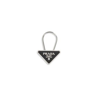 Prada Zwarte Metalen Sleutelhanger