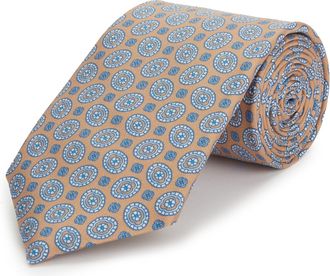 Oliver Brown Pure Silk Medallion Tie - Brown