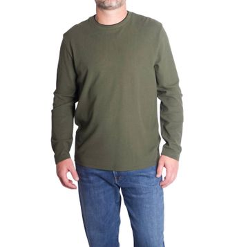 Vince Micro Waffle Crewneck Top In Driver Green