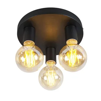 QAZQA Lampada Da Soffitto Facil - Classico - Acciaio - Nero - Tondo E27 Max. 3 X 4.9 Watt - Qazqa