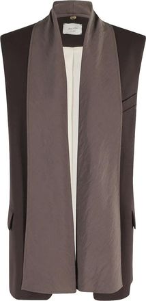 Alysi Gilet con tasche - Marrone