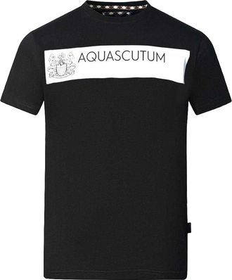 Aquascutum Heren T-shirt met blokjeslogo (Zwart)