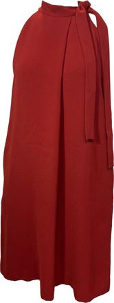 Theory Tie Neck Espere Admiral Crepe Dress in Red Triacetate