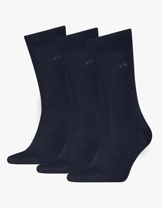 Calvin Klein Mens Calvin Klein 3 Pack Mens Crew Socks Navy - Blue - Size: 12/9/11.5/11/10.5/10/9.5