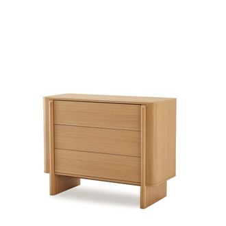Koketto Home C&oacute;moda de madera en roble con dise&ntilde;o redondeado y 3 cajones