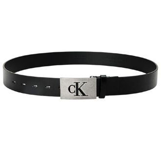 Calvin Klein Leren riem voor heren (Zwart/Zilver)