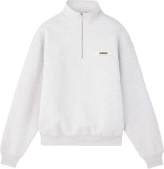 Jacquemus Gros Grain Rits Sweatshirt - Heren - Sweatshirts - Grijs - S - Nylon - Hoodies & sweatvesten