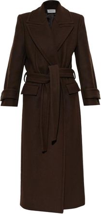 Balmain Abrigo de Lana con Cintur&oacute;n - Coats - Mujer - Marr&oacute;n - S