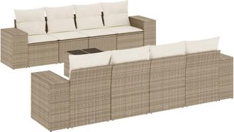 vidaXL Set De Sof&aacute;s De Jard&iacute;n 9 Pzas Con Cojines Rat&aacute;n Sint&eacute;tico Beige Vidaxl