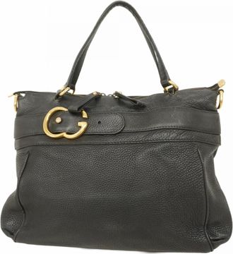 Gucci Black Leather Tote Bag (Pre-Owned)