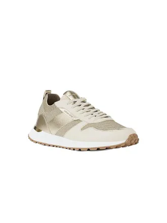 Michael Kors Womens Sneakers Pale Gold Metallic Stretch Fabric Footwear - Sports