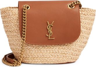 Saint Laurent Mini Panier Corssbody Bag in Naturel/Brick at Nordstrom