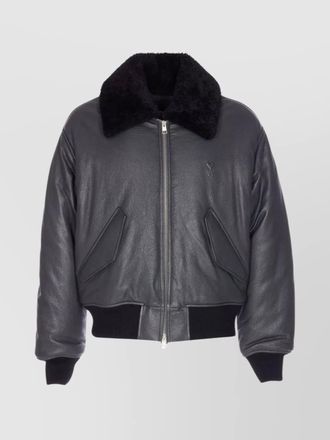 Ami leather bomber jacket