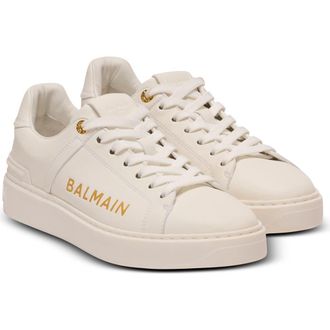Balmain B-Court printed calfskin trainers in White at Nordstrom, Size 39