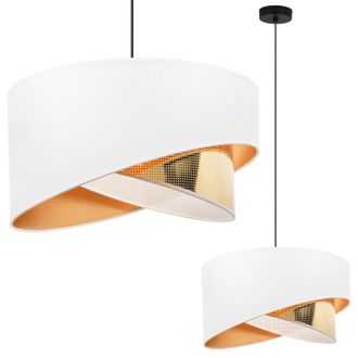 OEM L&aacute;mpara Colgante Asti Inclinada Negra 1 Pantalla Plana Blanca Oro Ts