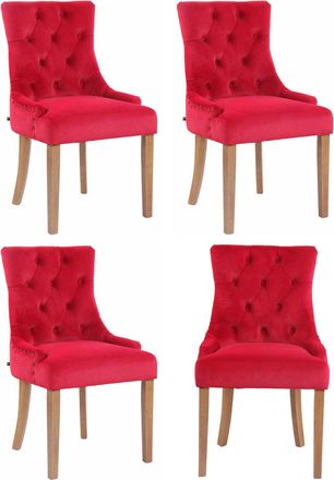 Clp Clp - Juego De 4 Sillas De Comedor Aberdeen En Terciopelo Rojo Antiguo Claro