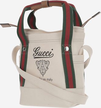 Gucci Mens Printed Fabric Bag White Cotton Shoulder