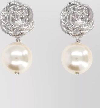 Magda Butrym floral pearl detail statement drop earrings
