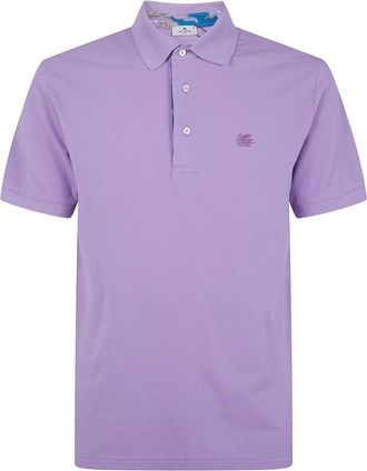 Etro Polo shirt met geborduurd logo - Heren - Polos - Paars - L - Katoen - Tops