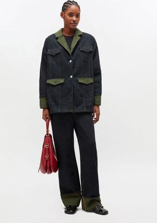 Ganni Mixed Twill Denim Oversized Blazer