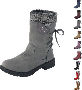 Generic Womens Walking Boots Hiking Boots Women Uk Warm Waterproof Windproof Walking Fit Boot Anti Grips Slip Fur-Lined Shoe Mid Built Fluffy Wide Thermal Fit