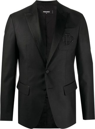 Dsquared2 Geborduurde Logo Blazer - Heren - Business blazers - Zwart - M - Katoen - Kostuums