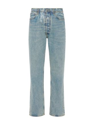 Maison Margiela Light Blue Sheer Tape Denim Straight-Leg Pants