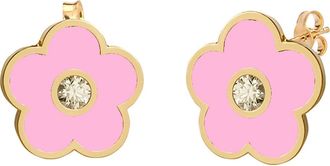 Gabi Rielle Agate & Cubic Zirconia Flower Stud Earrings in Gold/Pink at Nordstrom Rack