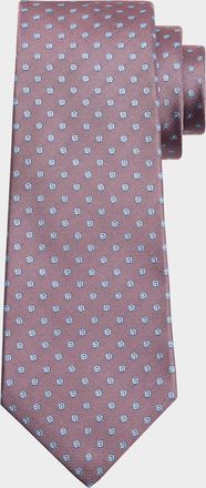 Kiton Mens Silk Polka Dot Jacquard Seven-Fold Tie