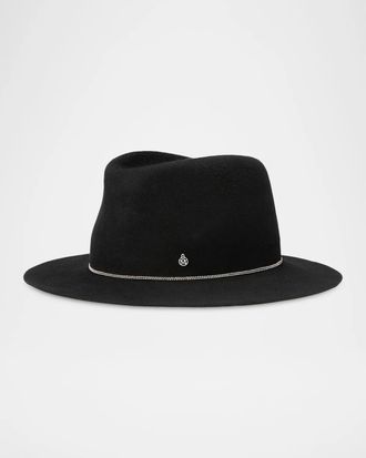 Maison Michel Andr&eacute; Chain-Embellished Wool Felt Fedora