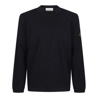 Stone Island Round-neck Knitwear, male, Blue, Size: XL Round Neck Sweater