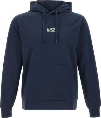 Emporio Armani Felpa in cotone elasticizzato con cappuccio - Blu