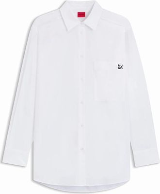 HUGO BOSS Womens Oversized-Fit Blouse - White - Size: 12