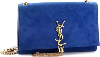 Saint Laurent Classic Monogram Tassel Suede Medium crossbody bag - Blauw