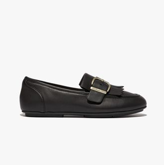 FitFlop Fitflop ALLEGRO FRINGE BUCKLED Womens Loafers Black - Size UK 7