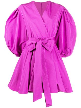 Valentino Garavani balloon sleeves wrap mini dress - women - Silk/Cotton/Polyester/Viscose - 46 - Purple