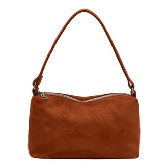 Generic Suede Square Bag Retro Shoulder Bag Simple Underarm Bag Commute Handbag (Brown)