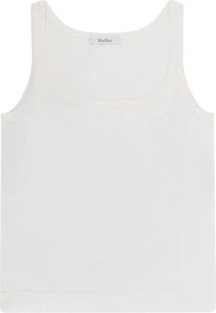 Max Mara Mouwloze top met ronde halslijn - Dames - Tops zonder mouwen - Wit - M - Katoen - Tops
