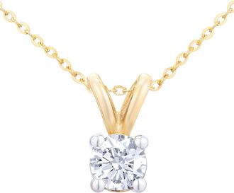 Jewelco London 9ct Gold Round 1/3ct Diamond Solitaire Pendant Necklace 18 inch - PP0AXL2031Y