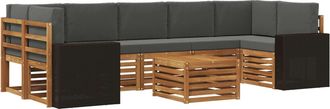vidaXL Conjunto De Sof&aacute;s De Exterior 8 Uds. Natural Y Antracita Vidaxl