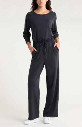 Zella Restore Soft Cozy Long Sleeve Jumpsuit in Black at Nordstrom Rack, Size X-Large