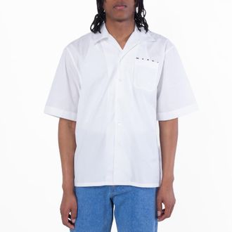 Marni Logo-Print Cotton Poplin Bowling Shirt, Brand Size 46 (US Size 36)