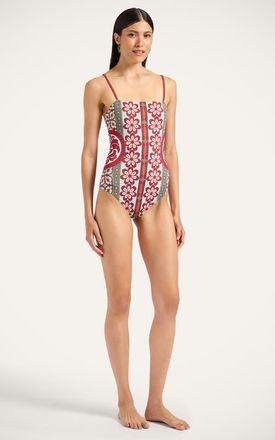La DoubleJ Elle Swimsuit Pagoda Plac&eacute;e Rust at Nordstrom, Size X-Small