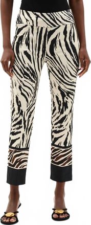 Joseph Ribkoff Printed Pull-On Straight Cropped Pants In Beige/multi