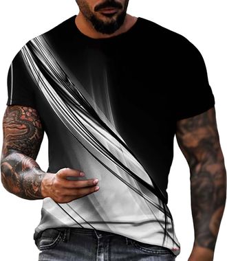 Generic Casual Shirts Men Shortsleeves 3D Printing Shirt Loose Fit Oversized Tshirt Plain Lightweight Round Collar Blouses Summer Casual Sweatshirts Breathabl