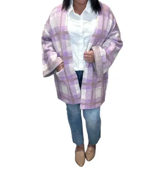 Saltwater Luxe Charli Swing Cardigan In Lilac Plaid