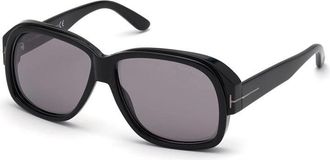 Tom Ford Sunglasses Square Full Rim, Shiny Black Frame And Smoke Mirror Lens Ft0837-N01C