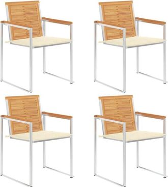 vidaXL Vidaxl - Sillas De Jard&iacute;n 4 Unidades Con Cojines Madera Maciza Teca