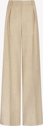 Serena Bute Wool Cashmere Inverted Pleat Trouser - Beige