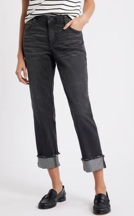 Wit & Wisdom High Waist Fray Hem Jeans in Washed Black Artisanal at Nordstrom Rack, Size 4